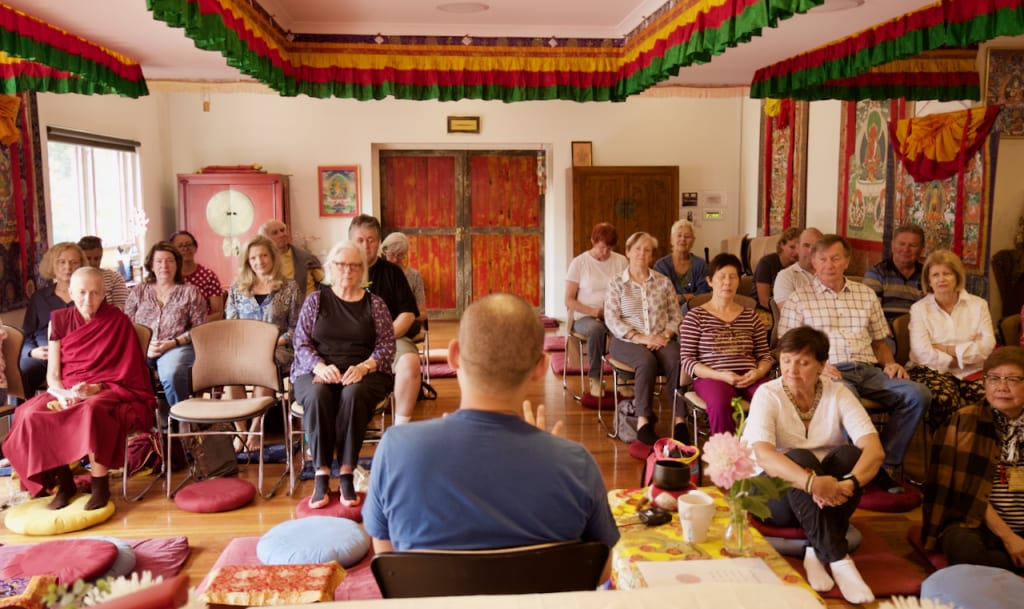 A meditation class in progress at Vajrayana Institute